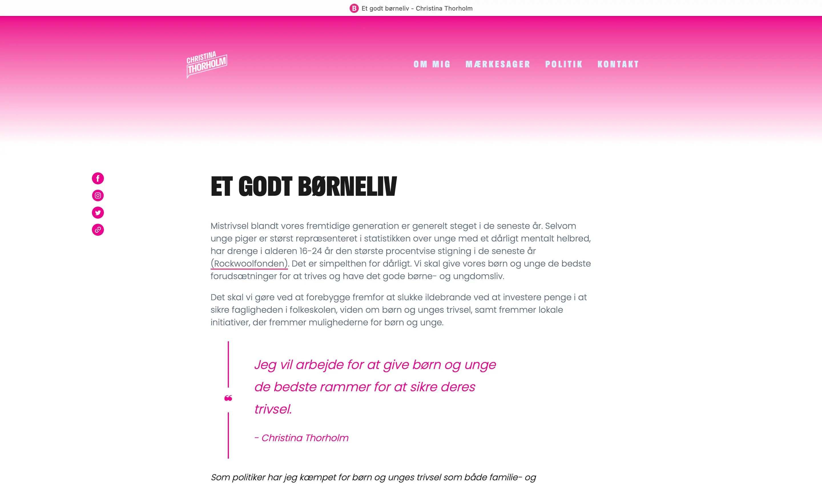 Article section featuring shareable links and underline for links in article
