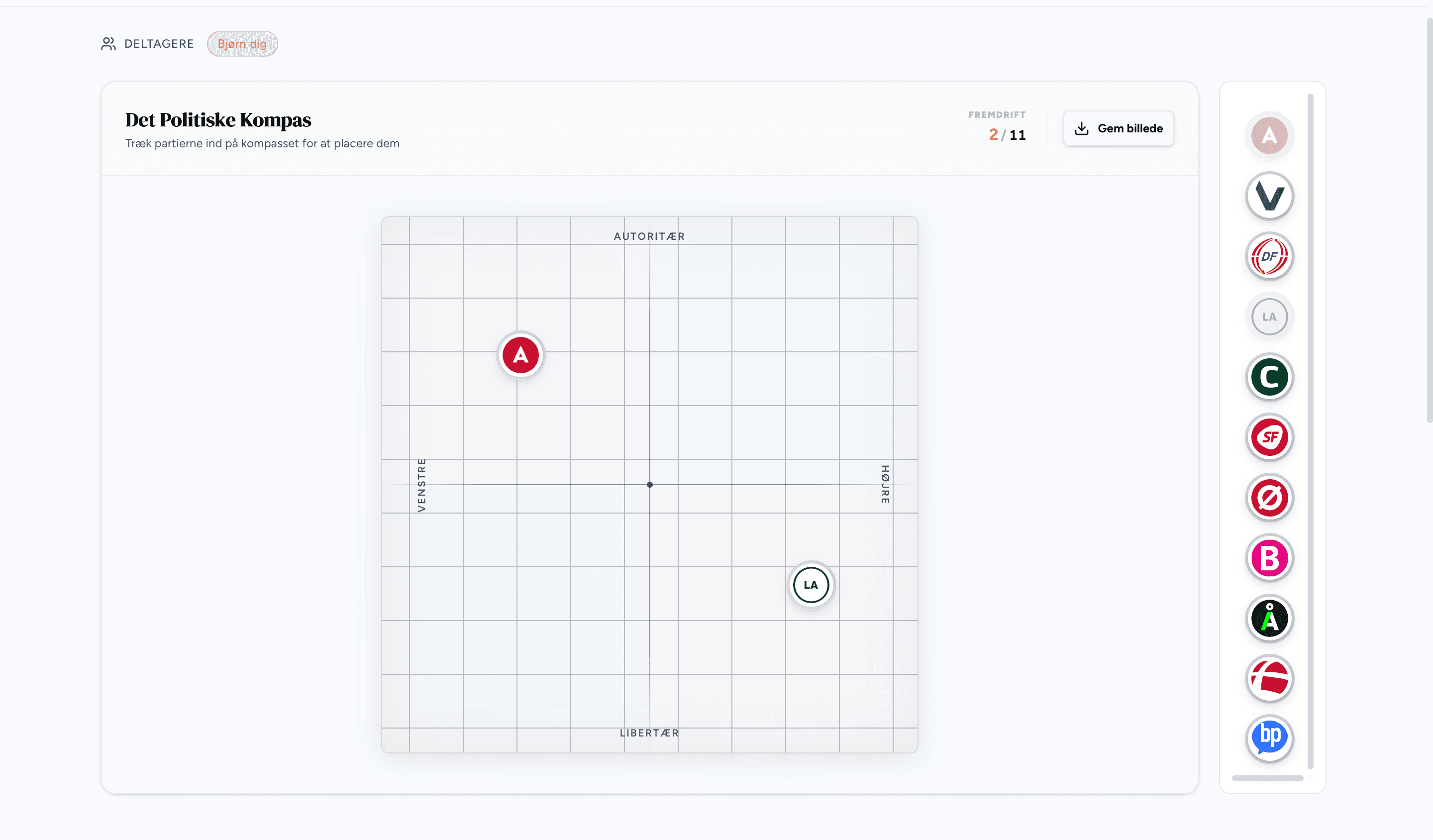 Another view of the political compass interface