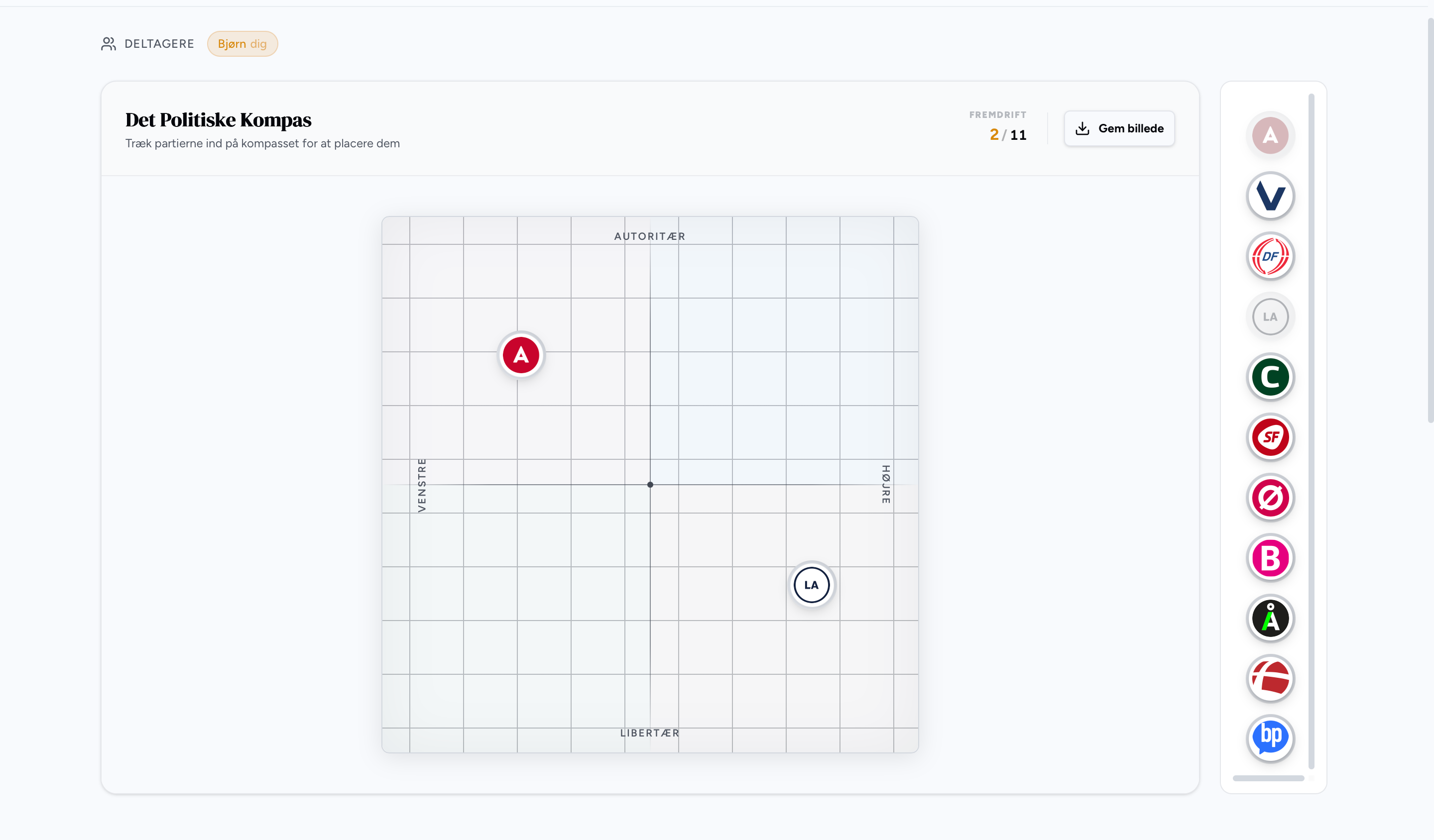 Another view of the political compass interface