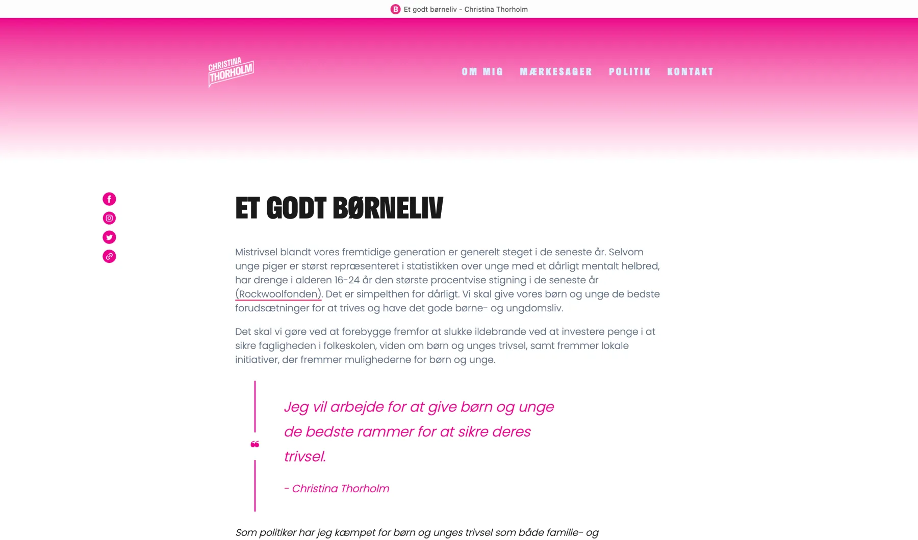 Article section featuring shareable links and underline for links in article